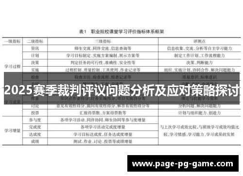 2025赛季裁判评议问题分析及应对策略探讨
