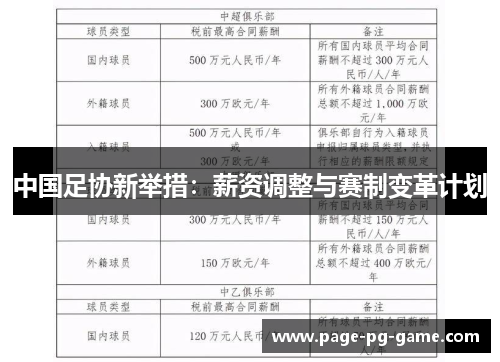 中国足协新举措：薪资调整与赛制变革计划