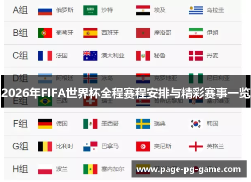 2026年FIFA世界杯全程赛程安排与精彩赛事一览
